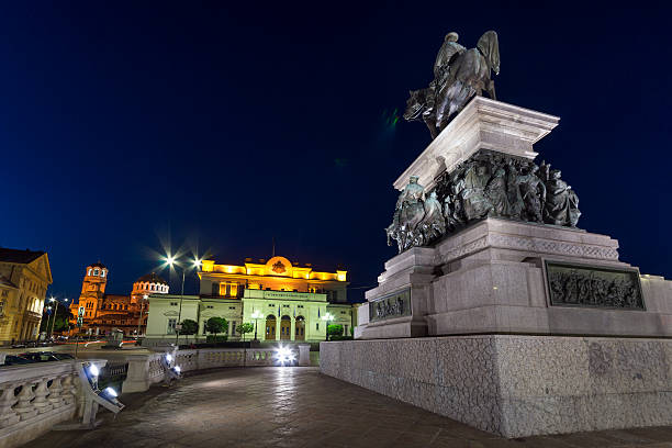 Monument to the Tsar Liberator, National Assembly and Alexander Nevsky Cathedral in city of Sofia, Bulgaria