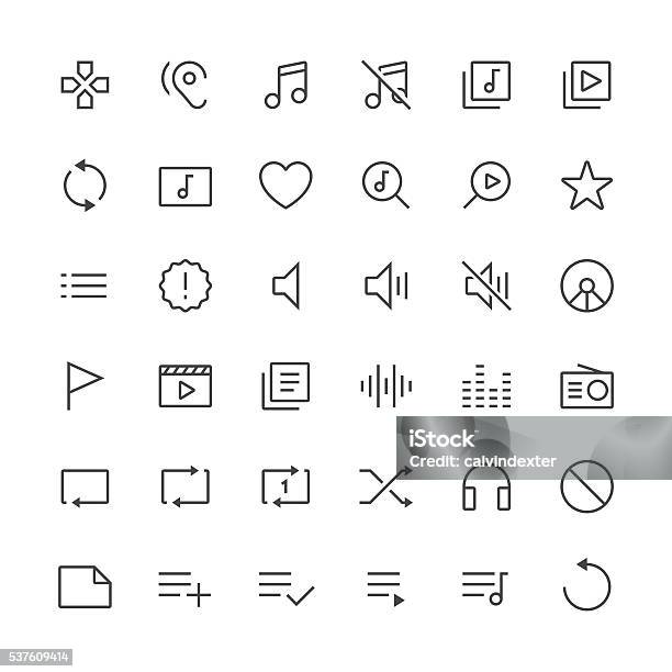 Audio Visual Icons Set 2 Thin Line Serie Stock Illustration - Download Image Now - Icon Symbol, Movie, Repetition