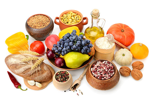 set of natural products isolated on white background