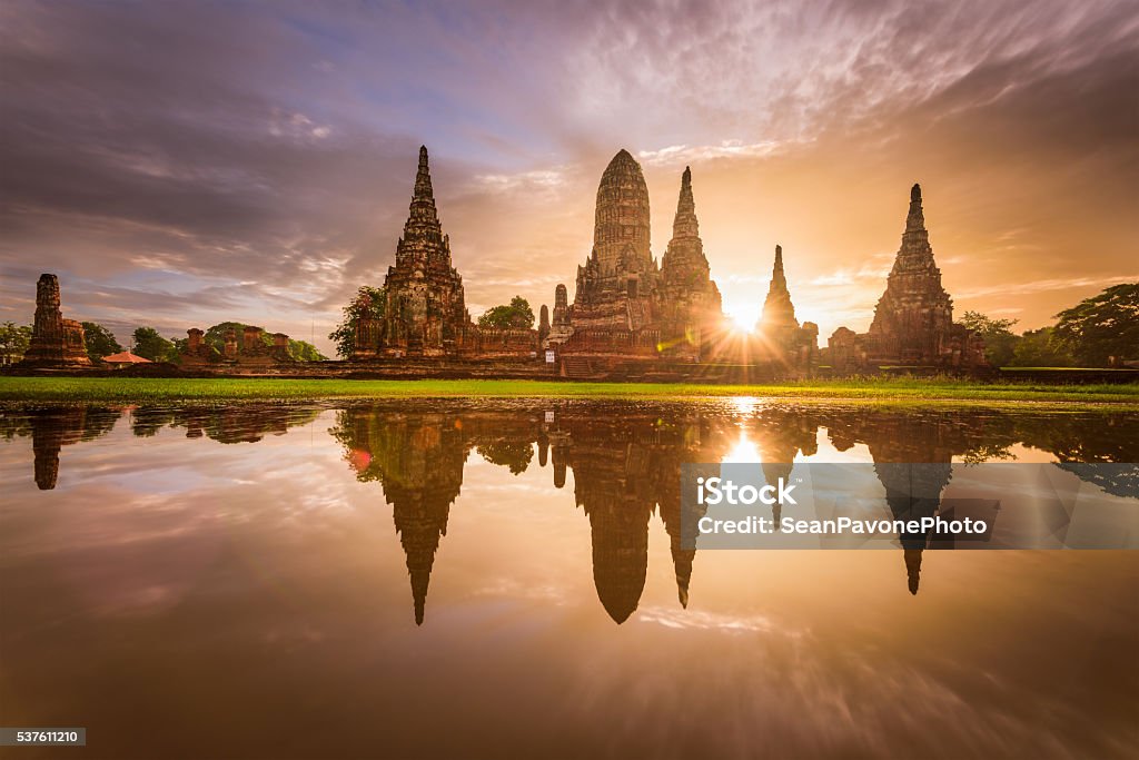 Ancient Temples in Thailand Ayutthaya, Thailand at Wat Chaiwatthanaram. Ayuthaya Stock Photo