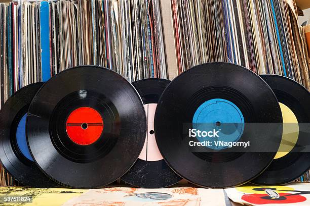 Vinyl Record With Copy Space In Front Of A Collection Stock Photo - Download Image Now