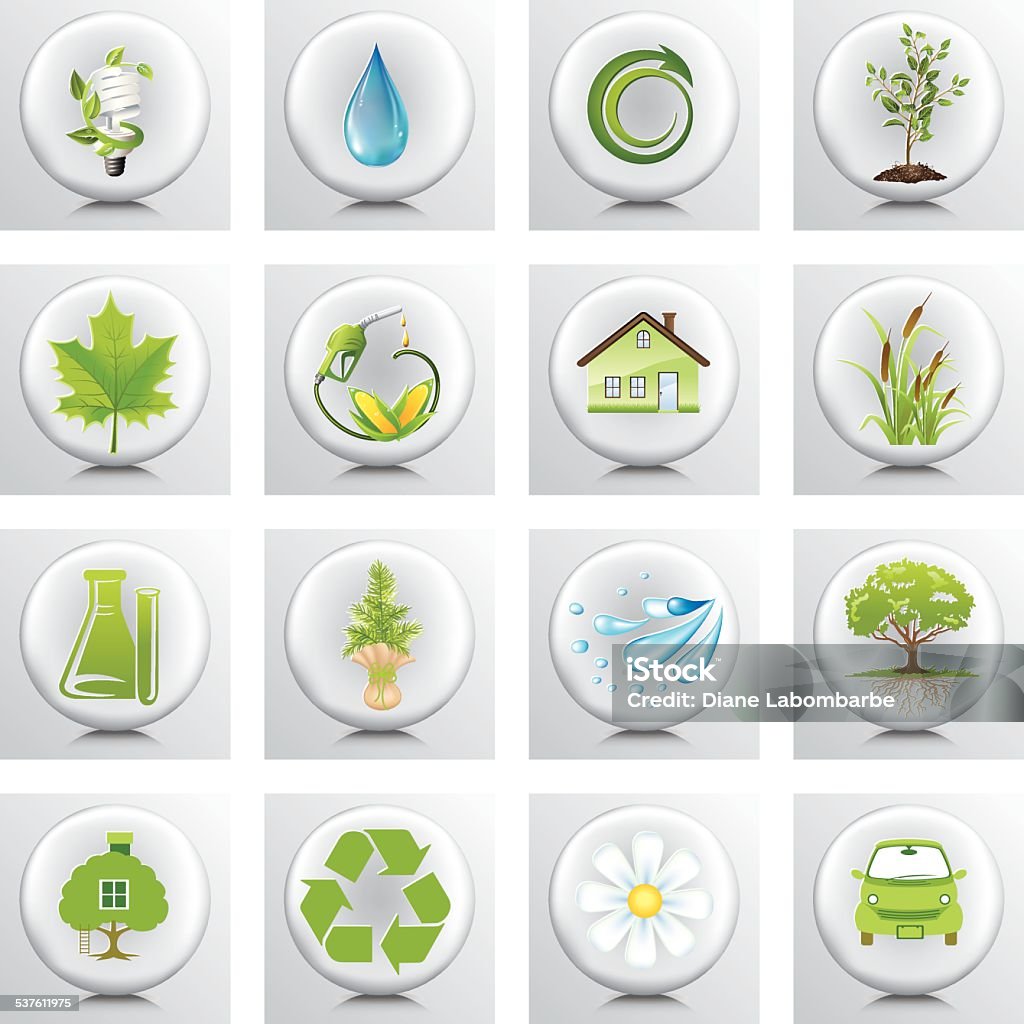 Round Environment Icon Set With Trees And Nature Arrow Symbol stock vector
