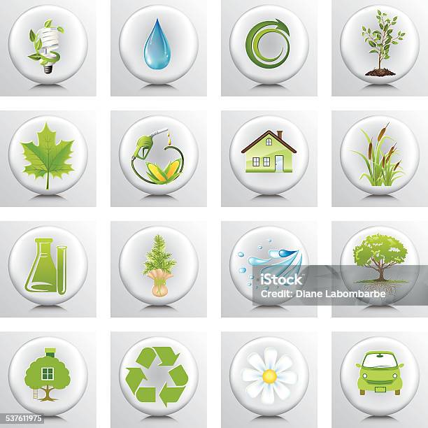 Round Environment Icon Set With Trees And Nature Stock Illustration - Download Image Now - Arrow Symbol, Circle, Fossil Fuel