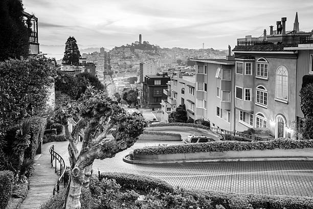 célèbre lombard street, à san francisco - carole lombard photos et images de collection