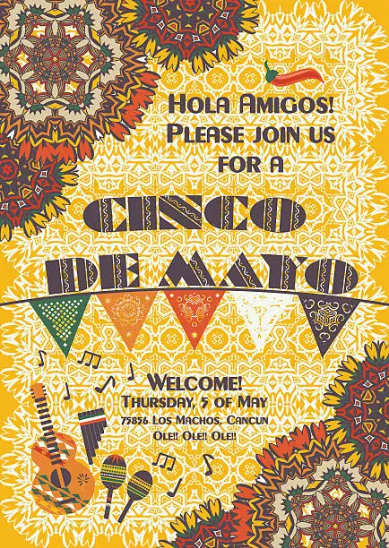 Vector illustration of Cinco de Mayo Mexican festive poster template