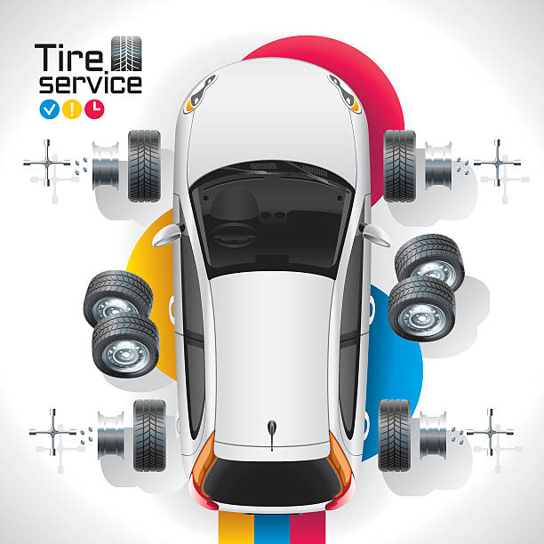 カータイヤサービス - tire car built structure surrogate点のイラスト素材／クリップアート素材／マンガ素材／アイコン素材