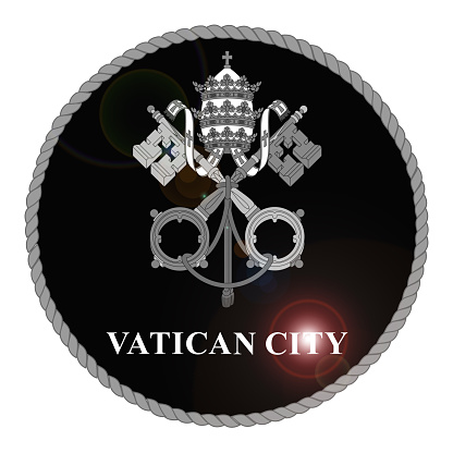 Monochrome Vatican City emblem with lens flare isolated on white background 
