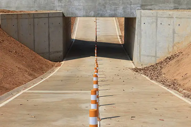 Photo of bike lane towards the underpass