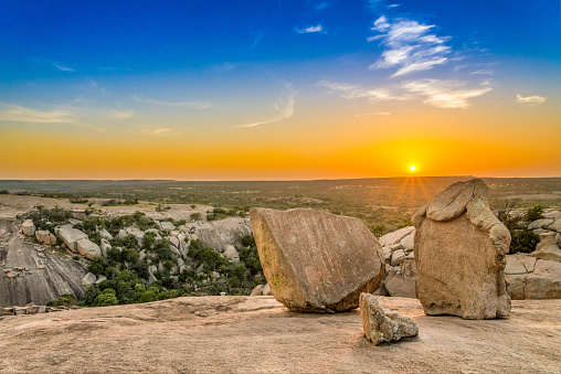 Sunset at enchanted rock in Texas