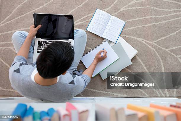 Doing Homework Stock Photo - Download Image Now - High Angle View, Book, Student