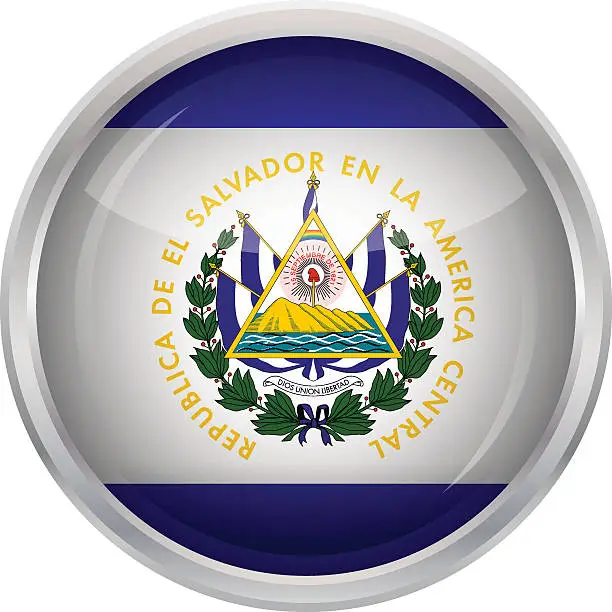 Vector illustration of Glossy Button - Flag of El Salvador