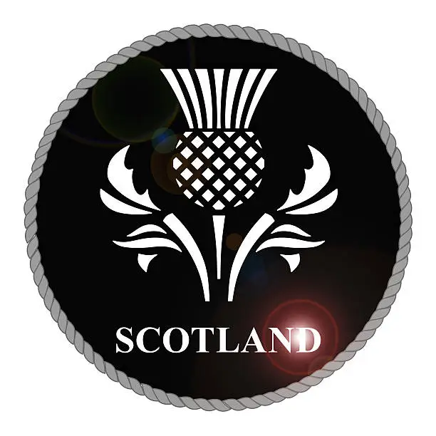 Monochrome Scotland emblem with lens flare isolated on white background 