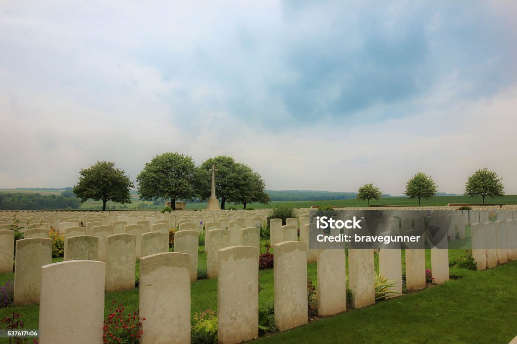 Connaught Cemetery Thiepval, France - May 23, 2016: WW1 Connaught Cemetery, The Battle of the Somme. Battle Of The Somme Stock Photo