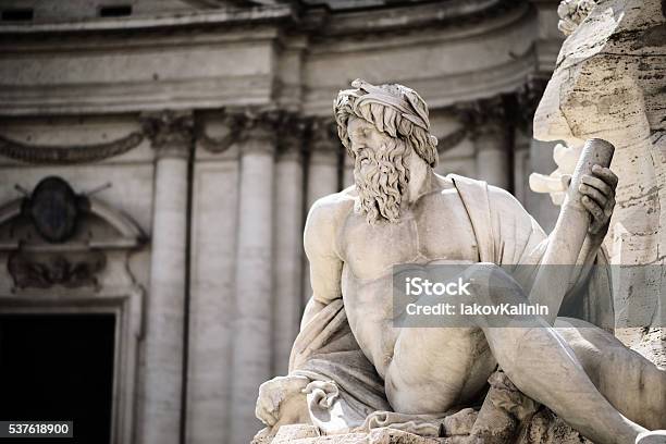 Statue Of Zeus In Fountain Piazza Navona Rome Italy Stock Photo - Download Image Now