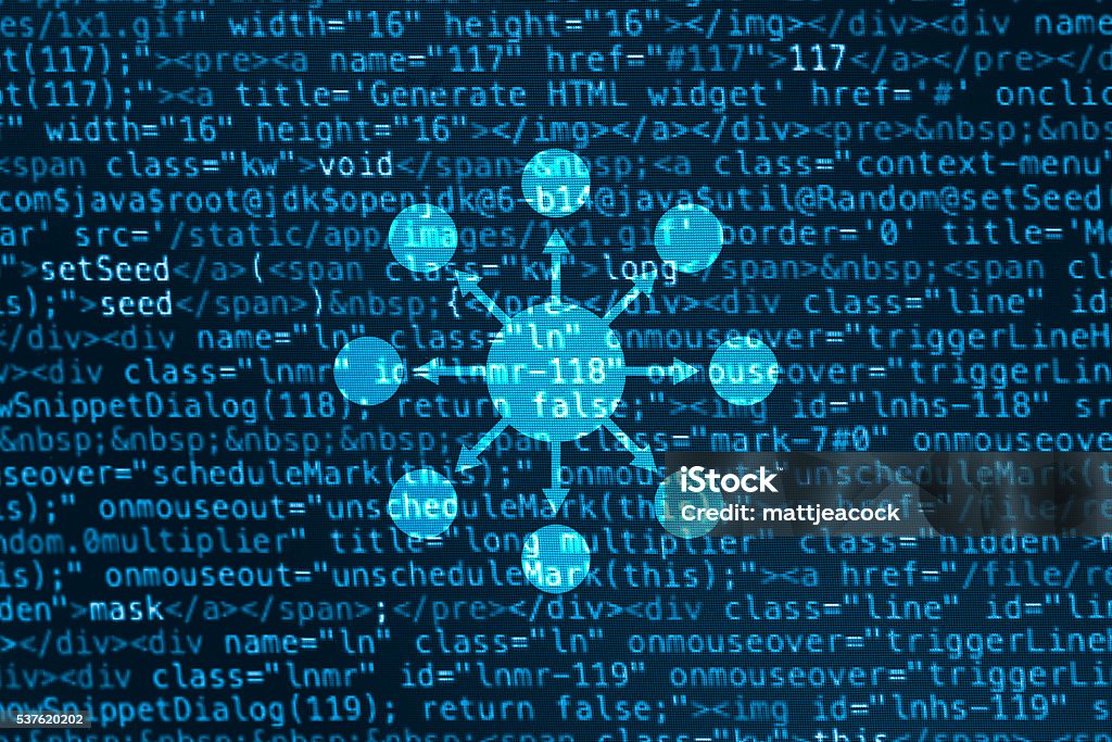 Computer Data Code Screen With Process Diagram Stock Illustration ...