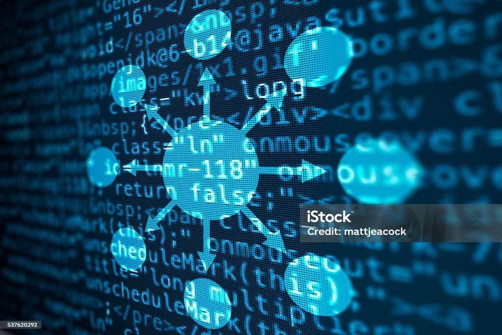 Computer Data Code Screen With Process Diagram Stock Illustration ...