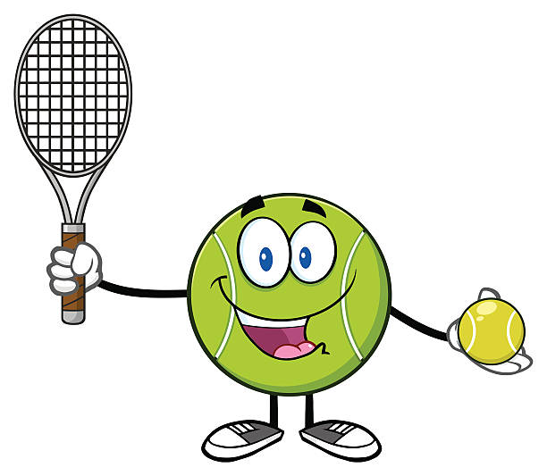 Tennis Ball Holding A Tennis Ball And Racket Stock Illustration - Download  Image Now - Cartoon, Tennis Racket, Holding - iStock