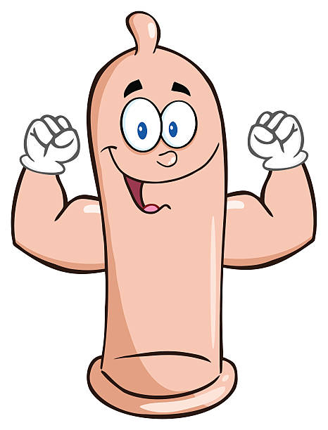 ilustraciones, imágenes clip art, dibujos animados e iconos de stock de feliz mostrando musculares brazos condón - condom sex orgasm cartoon