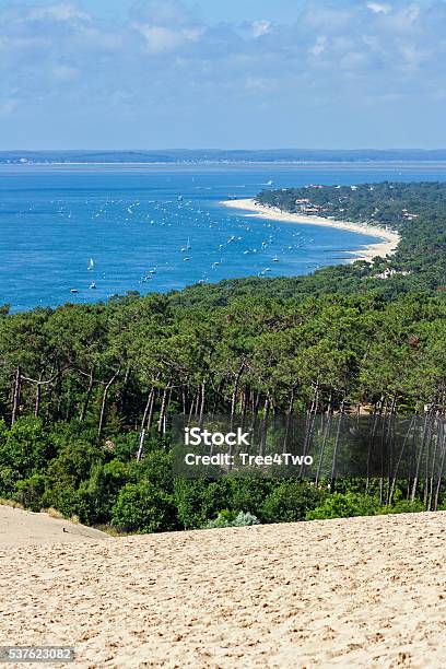 View From Dune Of Pyla Onto The Bassin Darcachon Stock Photo - Download Image Now - Cap Ferret, Dune of Pilat, Sand Dune