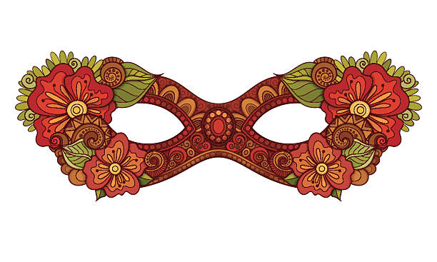 vektor verzierten farbige karneval. karneval maske mit dekorativen blumen - carnival mardi gras masqué costume stock-grafiken, -clipart, -cartoons und -symbole