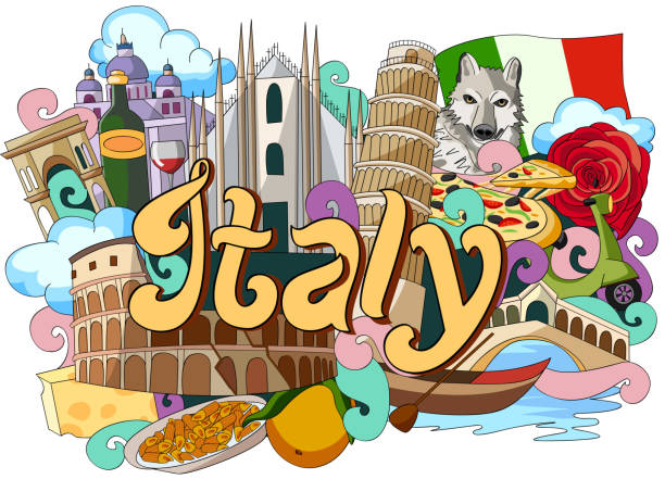 istock Doodle showing Architecture and Culture of Italy 537628228