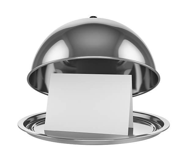 istock Restaurant cloche with paper template on white background. 537628802