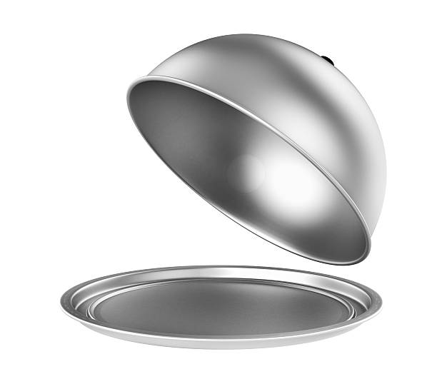 istock Restaurant cloche with open lid. 3d illustration 537628870