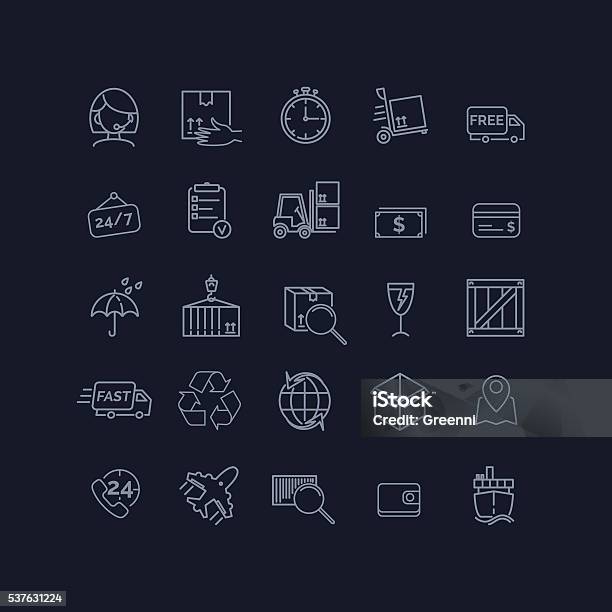 Related To Shipping Delivery And Logistics Icons Stock Illustration - Download Image Now - Icon Set, Airplane, Box - Container