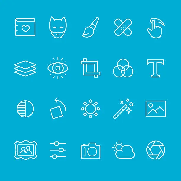 Vector illustration of Photo theme outline icons