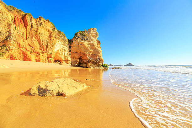 View of beach in Algarve region, Portugal stock photo
