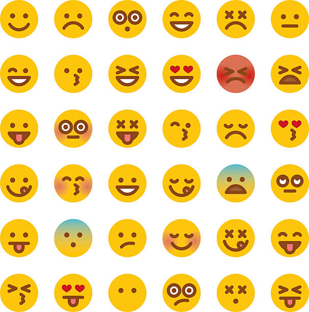 bildbanksillustrationer, clip art samt tecknat material och ikoner med cute set of simple emojis - awkward kiss