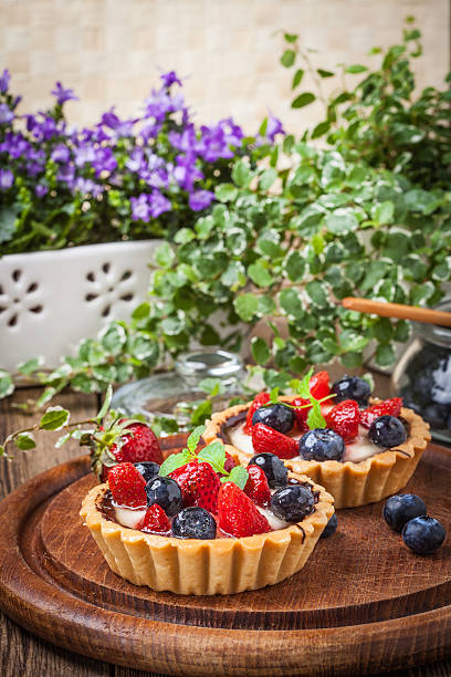 istock Fresh homemade fruit tart with strawberries and blueberries. 537635392
