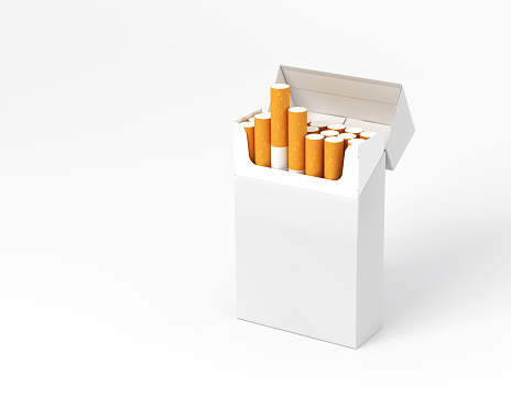 Opened pack of cigarette. Isolated on white with clipping path. 3D render