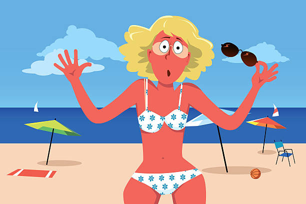 nie zapomnij o krem przeciwsłoneczny - unwell one person suntan lotion danger stock illustrations