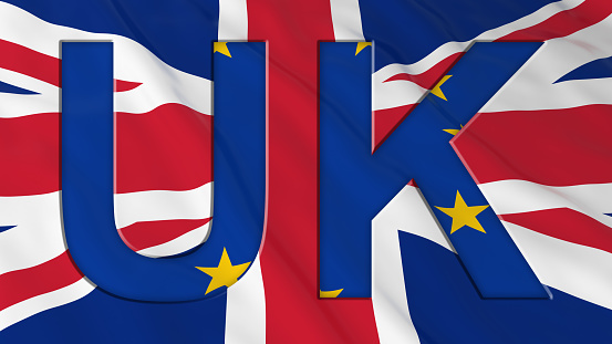 UK in the European Union Concept Image with Flags - 3D Illustration