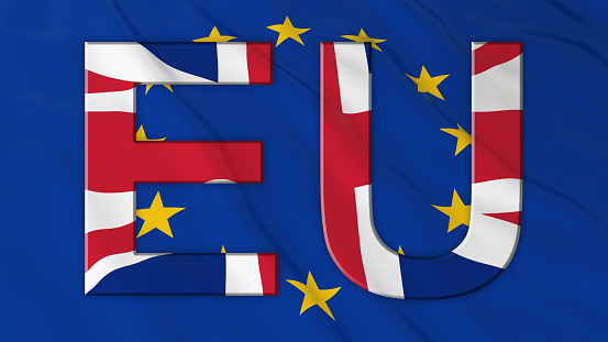 UK in the EU Concept Image with European and British Flags - 3D Illustration