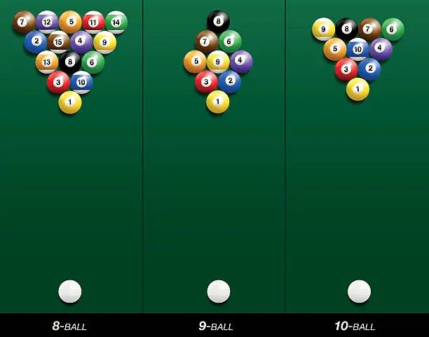 Vector illustration of Billiard Starting Positions Eight Nine Ten Ball