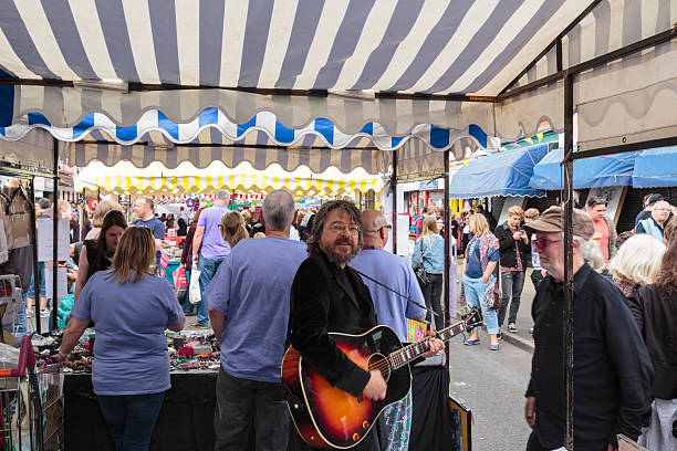 Man playing guitar at the Kings heath festival stock photo