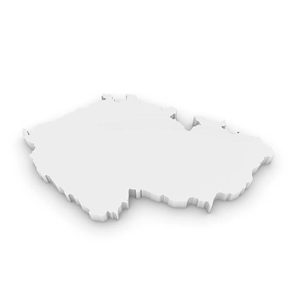 White 3D Illustration Map Outline of the Czech Republic Isolated stock photo