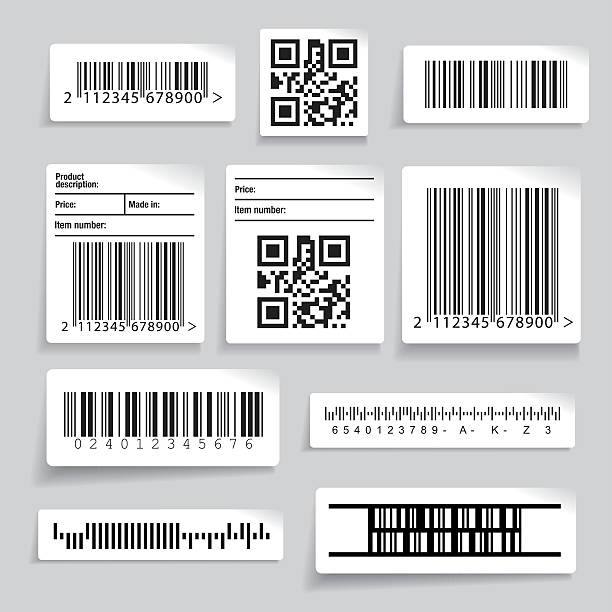 barcode-aufkleber set vektor - bar code stock-grafiken, -clipart, -cartoons und -symbole