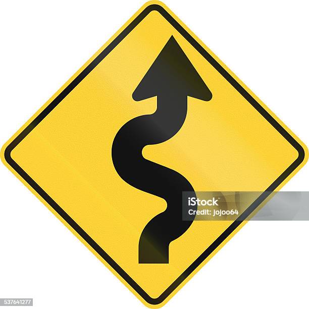 Winding Road Right Stock Photo - Download Image Now - 2015, Aerial View, Arrow Symbol