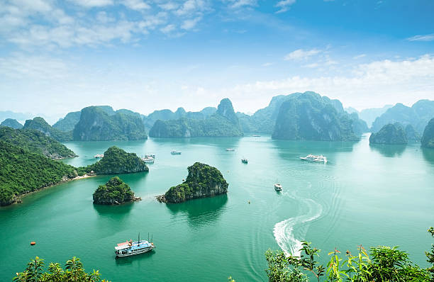 Halong Bay, Vietnam. Unesco World Heritage Site. Most popular place in Vietnam. this landscape you can seen from the island Titop gulf of tonkin photos stock pictures, royalty-free photos & images