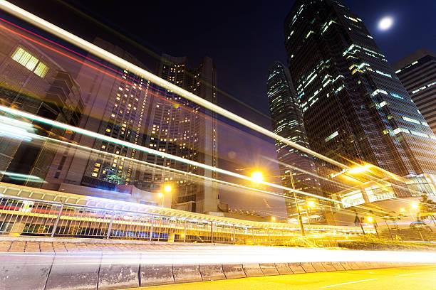 istock traffic light trails in modern city at night 537641557