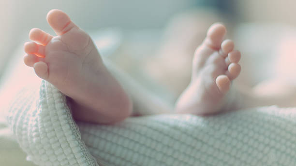 istock Newborn baby foot 537642947