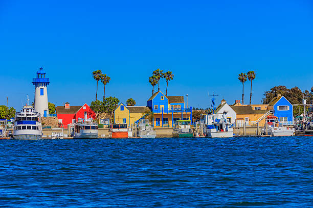 istock Fishermans Village at Marina Del Rey with waterfront lighthouse, CA 537643714