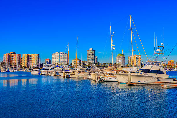 istock Skyscrapers of Long Beach skyline,harbor,boats,spring,CA(P) 537643758