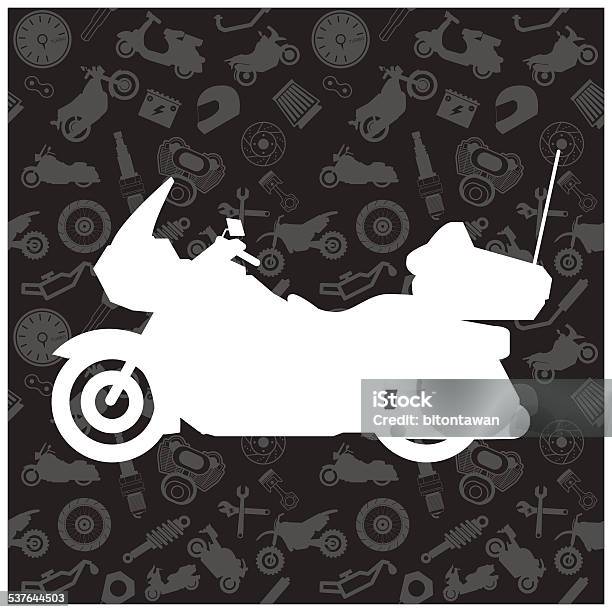 Motorcycle Background Pattern And Icon Stock Illustration - Download Image Now - 2015, Abstract, Auto Repair Shop