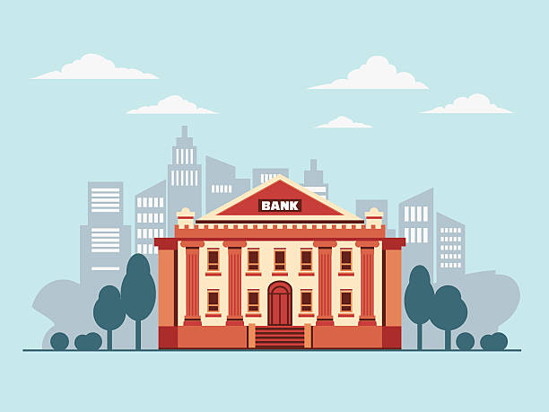 은행 빌딩 도시 거리 - bank column building exterior government stock illustrations