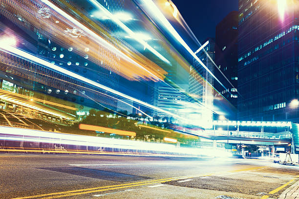istock traffic light trails in modern city at night 537645231