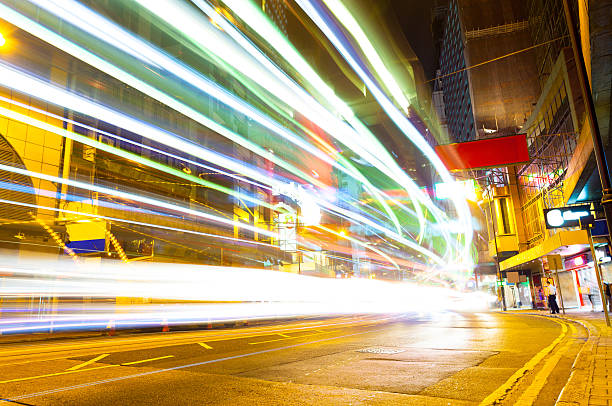 istock traffic light trails in modern city at night 537645261